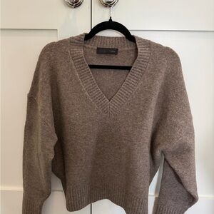 Zara Women's Taupe V-Neck Sweater